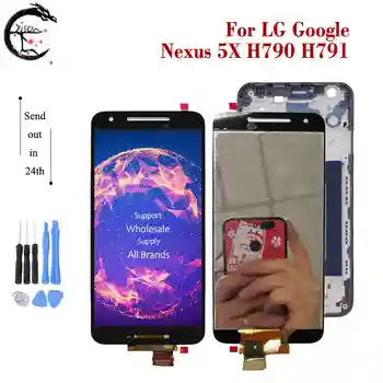 LCD ekranas Su Rėmu LG Google Nexus 5X H790 H791 LCD Full Ekranas Touch 