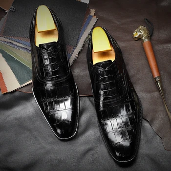 Vyrai Originali karvės odos brogue vestuvių Verslo mens atsitiktinis butai, batai 2020 juoda vintage oxford batai, vyriški batai