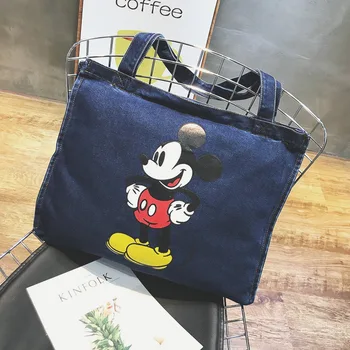 Disney Mickey Mouse Animacinių filmų Didelės Talpos Shopper kaubojus Pečių maišą lady rankinė moterims apsipirkti Laisvalaikio krepšys Mados gatvė