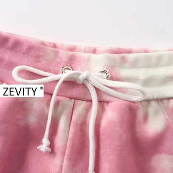Zevity Naujas moterų populiarus tie dažai spausdinimas raišteliu Kelnės ponios aukšto juosmens atsitiktinis slim karšto šortai prašmatnus pantalone cortos P906