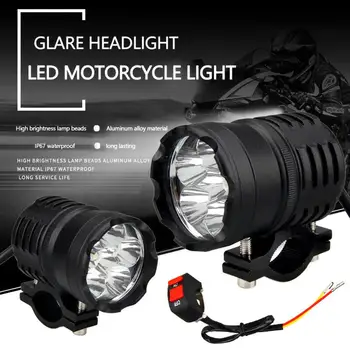 2vnt Motociklo priekinis žibintas 6500k 60W LED Spot Light Motociklą Rūko Žibintas 3 Režimai Motociklo priekinis žibintas Priešrūkinis Vietoje Šviesos Priedų
