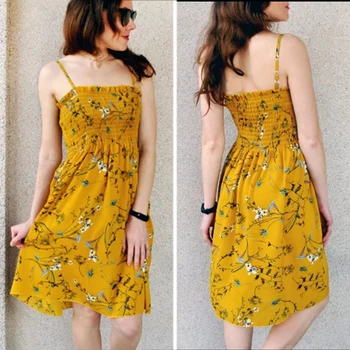 Moterys, Vasaros Gėlių Šifono Suknelė Mergina 2020 Midi Sundress Paplūdimio Maxi Skraiste Suknelės Korėjos Stiliaus Spausdinti Elegantiška Berankovė Suknelė