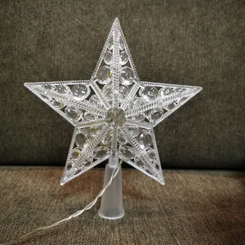 1PCS Kalėdų Eglutė Topper Star Blizga Šviesos Šiltai Balta LED Lempa Šalis Kalėdos Šalis Festical Apdaila