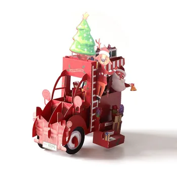 3D Rankų darbo 2019 Sniego, Kalėdų Senelis, Kalėdų Gėlė Automobilių Popieriaus Kvietimą Atvirukai Atvirukas Naujųjų Metų Šaliai, Kūrybos Dovana