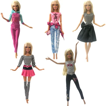 NK 5 Vnt Naujausias Lėlės Suknelė Gražus Atsitiktinis Kostiumas Mados Suknelė Barbie Lėlės Aristokratų Lėlės Priedai Geriausia Vaikui Gift33A