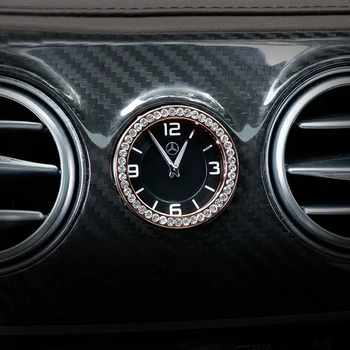 Automobilių Viduryje Kontrolės Laikrodis Žiūrėti kalnų krištolas Žiedas Dangtelis Apdaila Mercedes Benz C E S Klasės GLC W205 W213 W222 X253 Automobilio stiliaus