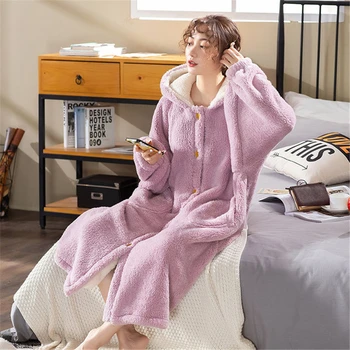 Sleepwear Flanelė Vonia, Chalatas, Sleepwear Moterų, Vyrų, Chalatas Pižamą Storas Šiltas Apdaras Žiemos Unisex kimono Pižama NAUJŲ 2020 m. skraiste