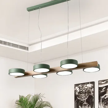 Šiaurės minimalistinis modernus medžio masyvo LED valgomasis priedai veltiniams, vilna lempa kėlimo aukščio asmeninį kūrybos miegamojo kambarį lempos