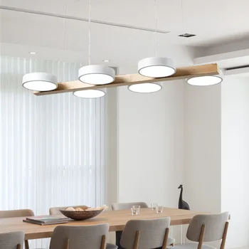 Šiaurės minimalistinis modernus medžio masyvo LED valgomasis priedai veltiniams, vilna lempa kėlimo aukščio asmeninį kūrybos miegamojo kambarį lempos