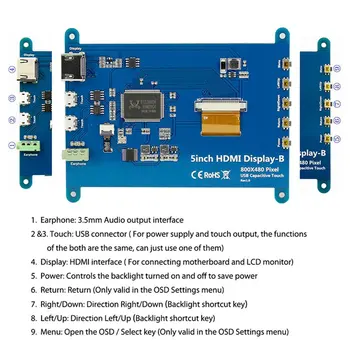 7/5/4/3.5-colių LCD monitoriaus su HDMI suderinamų jutiklinis ekranas capacitive ekrano Aviečių Pi 4 B Modelis 3B+/3B/2B/B+ touch ekranas