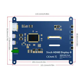 7/5/4/3.5-colių LCD monitoriaus su HDMI suderinamų jutiklinis ekranas capacitive ekrano Aviečių Pi 4 B Modelis 3B+/3B/2B/B+ touch ekranas
