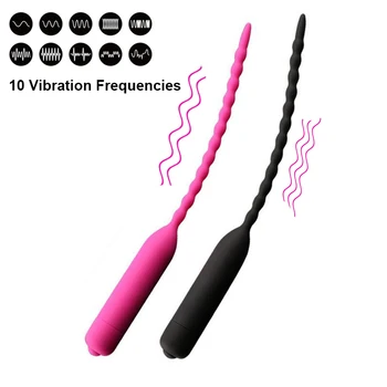 10 Režimai Šlaplės Vibratorius Vyrų Masturbator Silikoninis Vibruojantis Varpos Plug Šlaplės Skamba Dilators Produktų Vyrų Erotiniai Žaislai