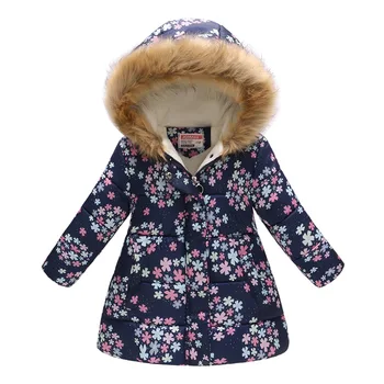 žiemą Šilta mergina Kailio kailiniai spausdinimo mados mergaičių Striukės paltai mergina, Rudenį, žiemą, viršutiniai drabužiai mergaitėms, Drabužiai 4-12 metų