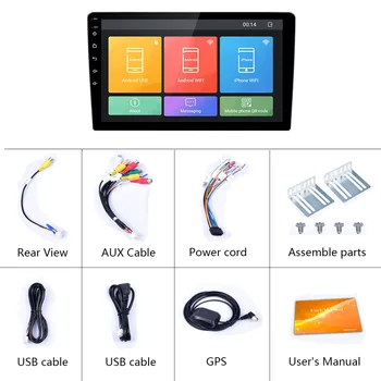 Hikity Android 8.1 2 din Automobilio Radijo, GPS 2 DIN Car Multimedia Player 2.5 D 10.1
