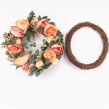 40cm rotango žiedas Kalėdų deco nuogas žiedas džiovintų gėlių rėmo dirbtinių gėlių girlianda 