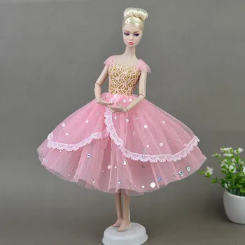Aukštos Kokybės Romantiška Rožinė Lėlės Suknelę vakarinę Suknelę Drabužius Barbie Lėlės, Už 1/6 BJD Doll House Dovana Lėlės Priedai Žaislas
