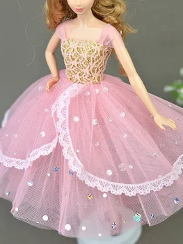 Aukštos Kokybės Romantiška Rožinė Lėlės Suknelę vakarinę Suknelę Drabužius Barbie Lėlės, Už 1/6 BJD Doll House Dovana Lėlės Priedai Žaislas