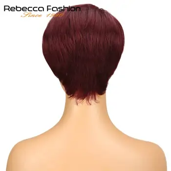 Rebecca Trumpų Tiesių Plaukų Perukas Peru Remy Žmogaus Plaukų Perukai Už Juodaodžių Moterų Mašina Padarė Ruda Raudona Derinys Spalvų Peruką Nemokamas Pristatymas