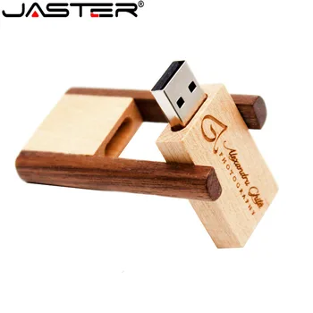 JASTER Mediniai pasukti usb flash drive, Memory stick pendriver pendrive 16GB 32GB 64GB fotografijos dovana USB 2.0 nemokamai logotipą