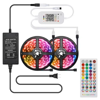 RGB LED Juostelės Šviesos Rinkinys 5050 60 Led/M Lanksti Led Apšvietimo Juostelė Diodų Muzikos valdymo pultelio Maitinimo Adapterio Rinkinys, skirtas Namų Baras