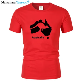 2020 metų Vasaros harajuku Stiliaus trumpomis Rankovėmis T-shirt Australija Žemėlapis Kengūros Spausdinti Marškinėlius Vyrų Medvilnės Kietas Viršūnes Tees draugu dovana