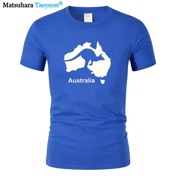 2020 metų Vasaros harajuku Stiliaus trumpomis Rankovėmis T-shirt Australija Žemėlapis Kengūros Spausdinti Marškinėlius Vyrų Medvilnės Kietas Viršūnes Tees draugu dovana