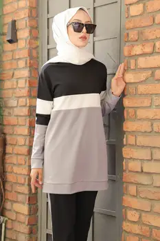 Moterų pilka prakaito sekti pavyzdžiu sporto musulmonų mados didelis dydis islamo drabužių hoodie 2021 žiemos karšto atsitiktinis dvigubai nustatyti turkija