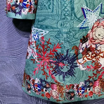 SEQINYY Žalia Mini Suknelė 2020 M. Vasarą, Pavasarį, Naujų Mados Dizaino Moterų kilimo ir tūpimo Tako Nėrinių Duobute Kristalų Žakardo Derliaus Gėlių Spausdinti