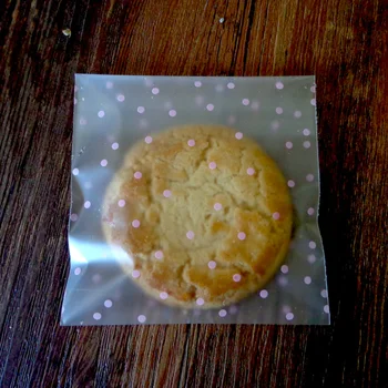 100vnt Plastiko Cookies Sausainiai Krepšiai Matinio OPP Maišelį Saldainių Baltas Rožinis Mėlynas Taškų lipnios Vestuves Celofano Maišeliai
