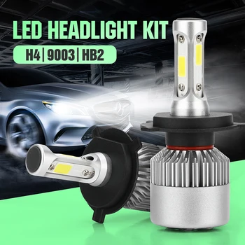 2vnt/komplektas H4/HB2/9003 COB LED Automobilių Žibintai Žibintas Rūko Lemputės Komplektą šaltai Balta