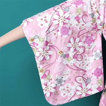 Kimono Tradicinis Japonų Kostiumas Moterims Medvilnės Sakura Mergina Yukata Derliaus Gėlių Geta Haori Ilgas Chalatas, Originalus Cosplay