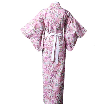 Kimono Tradicinis Japonų Kostiumas Moterims Medvilnės Sakura Mergina Yukata Derliaus Gėlių Geta Haori Ilgas Chalatas, Originalus Cosplay