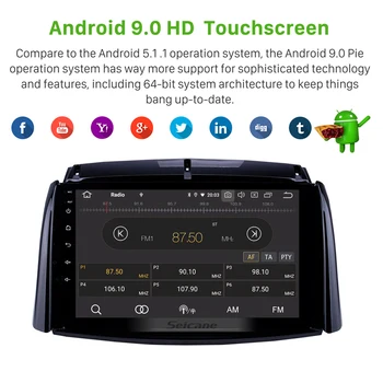 Seicane 9 colių Android 10.0 Ram 4GB Automobilių GPS Navigacijos Bloko Radijo 2009-m. m. 2016 m. Renault Koleos paramos Carplay DVR OBD