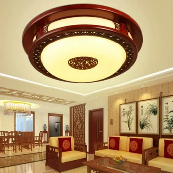Derliaus Kinijos skulptūros raudona mediena LED lubų šviesos šviestuvas namų deco kambarį turas antikvariniai akrilo lubų lempos 110-240V