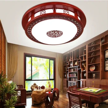 Derliaus Kinijos skulptūros raudona mediena LED lubų šviesos šviestuvas namų deco kambarį turas antikvariniai akrilo lubų lempos 110-240V