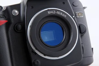 Metalo Juodas Fotoaparatas Objektyvo Adapterio Žiedas su Stiklo M42 Sriegis Mount Objektyvas Nikon D3200 D3300 D5100 D5200 D5500 D7100 D90 (M42-AI)