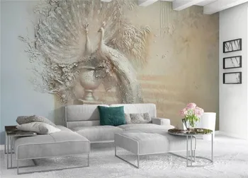 Individualizuotos fono paveikslėlį Europos retro 3D iškilumo povas fono sienos kambarį, miegamąjį, TV foną, 3d tapetai