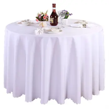 Aukštos Kokybės 10 vienetų 120 colių baltos spalvos poliesterio apvalios staltiesės lino banketų stalo skalbiniai, vestuvių dekoravimas DHL Nemokamai