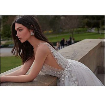 Elegantiškas Vestuvių Suknelės 2020 M. Su Diržo Nėrinių Gėlių Tiulio-line princesė Vestuvių Suknelė vintage Vestuvių Suknelė vestidos de noiva