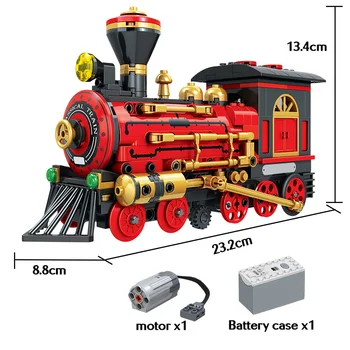 372pcs Miesto Elektros Klasikinė Raudona Traukinio Blokai Techninės Klasikinis Galia, Traukinio Modelis Plytų Žaislai Vaikams Dovanos