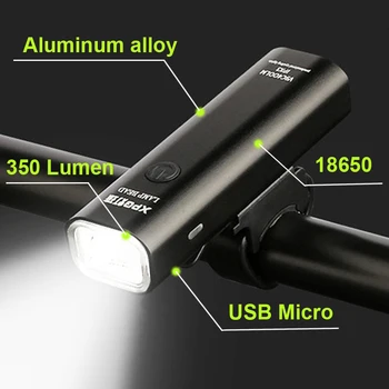 350 Liumenų Žibintuvėlis Dviračių Anti-glare USB LED Dviračio Žibintas Priekinis 2000mAh Aliuminio Dviračio priekinis žibintas atsparus Vandeniui MTB Dviračių Lempos