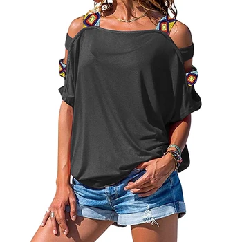 Atsitiktinis Palaidų Tuščiaviduriai Iš Rankovėmis T-Shirt O Kaklo Priekyje vientisos Spalvos Tee marškinėliai Moterų Pagrindinis Medvilnės Mišinys Poleras Mujer De Moda
