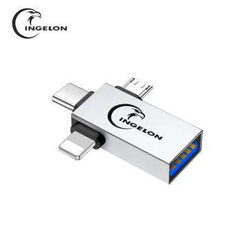 Ingelon Otg C Tipo Adapteris 3 In 1 Otg Micro Usb Keitiklis Usb USB 3.0 Flash Diską Prijungti Pelę ir Klaviatūrą Pendrive Skaičiuoklė