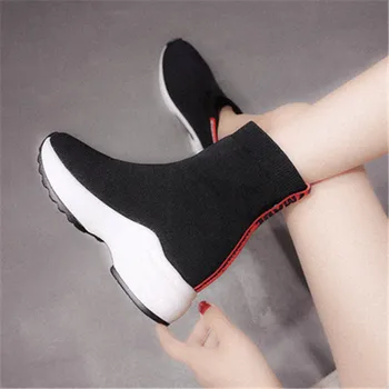Naujas Moterų Stambusis Kojinių Batai Pavasario Rudens Ruožas Platformos Pleištai Batai Moteriška 8,5 cm Padidintas Vidaus Zapatos De Mujer