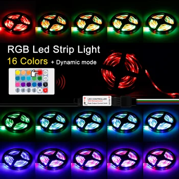 LED RGB Lempos Juosta Kaspino 5V USB Šviesa Juostelės LED Lanksti Lempa RGB Nuotolinio Valdymo Vandeniui Ryškesnis Apšvietimas 0.5 1 2 3 4 5 M