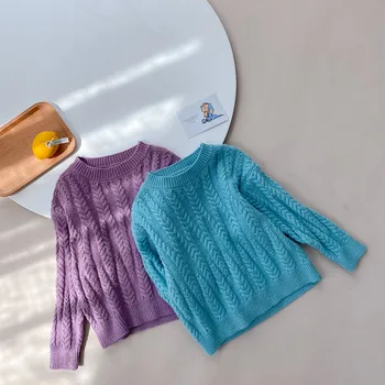 Rudens-žiemos mados vaikai ilgomis rankovėmis megztiniai naujų Kviečių ausies dizainas berniukai laisvas megztinis mergaitėms atsitiktinis visas rungtynes, puloveris
