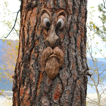 Juokingas Velykų Medžio Apdaila pakibęs Medis, Seno žmogaus Veidą Sodo Puošmena 72XF
