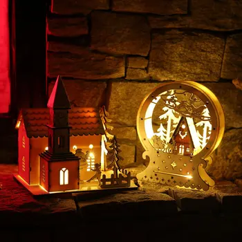 Kalėdų Dekoracija Kalėdų Dekoro Ornamentą LED Žibintai, Elniai Krepšelį Šviesos Medinis Namas Mall Langą LED dovana Kalėdų Dekoracijos