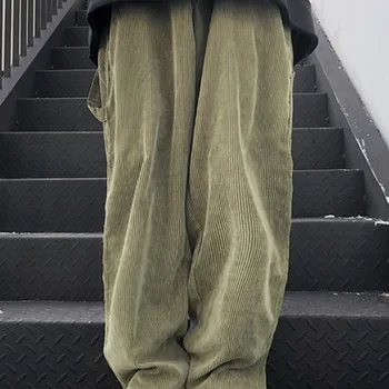Pavasario Velvetas Kelnės, vyriškos Mados vientisos Spalvos Retro Tiesios Kelnės Vyrams Streetwear Laukinių Prarasti Hip-Hop Mens Kelnės Kombinezonas