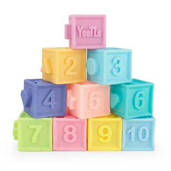 Minkštas Blokų Pastato Mobiliųjų Telefonų Barškučių Žaislai 0-12 Mėnesių Saugus Gumos Suvokti Išspausti Kramtyti Kramtomąją Vonios Žaislas Mažiems Vaikams 0-3 Metų